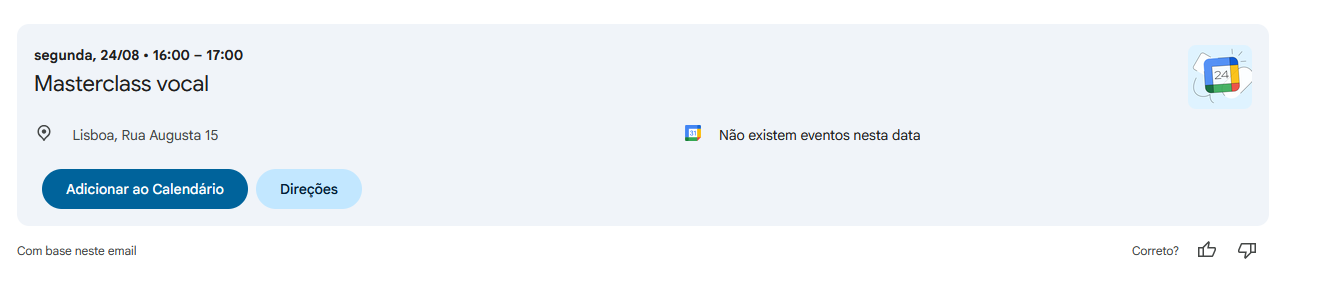 Como fica um evento no Google Calendar ap&oacute;s abrir o arquivo ICS
